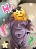 Aceboer嬰兒衣服秋冬新生兒連體衣棉柔軟睡衣嬰幼兒滿月服寶寶哈衣爬服 小熊紫色【奧粒絨連體】 73cm 曬單實(shí)拍圖
