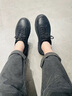 森馬男鞋夏季新款黑色高冷皮革鞋透氣百搭休閑板鞋男商務(wù)潮流鞋子男 黑色 41 曬單實(shí)拍圖