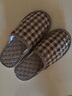 索凱特不傷地板無(wú)聲室內拖鞋包頭秋季冬棉布格子防滑膠底家居靜音拖鞋男 男膠底 包腳 淺棕格 44-45 男大適合42-43腳 曬單實(shí)拍圖