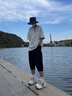 YOOOURTHING七分褲男夏季冰絲薄款休閑短褲男直筒寬松大碼運(yùn)動潮流短褲男 黑色 XL (建議120-145斤) 曬單實(shí)拍圖