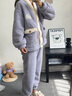 安之伴睡衣女秋冬暖感雙面珊瑚絨學(xué)院風(fēng)撞色寬松女士家居服可外穿 曬單實(shí)拍圖