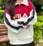 FILA斐樂(lè )官方女子套頭衛衣2025冬休閑寬松拼色針織翻領(lǐng)上衣 曬單實(shí)拍圖
