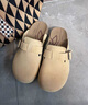駱駝（CAMEL）勃肯鞋女質(zhì)感牛皮休閑鞋隨性低跟淺口單鞋 L25S700038 杏色 37 曬單實(shí)拍圖