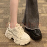 歐貨復古老爹鞋女學(xué)生新款潮ins炸街鞋子女厚底增高小個(gè)子運動(dòng)鞋 米白色 35 曬單實(shí)拍圖