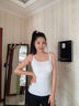 貓人（MiiOW）女士吊帶背心女夏季冰絲無痕帶胸墊美背內(nèi)衣免穿文胸一體式打底衣 （長款）白色 L (建議105-120斤) 曬單實拍圖