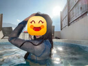 OMOM長(cháng)袖比基尼四件套泳衣女分體性感沙灘度假溫泉泳裝 藍色M 曬單實(shí)拍圖