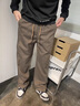 啄木鳥休閑褲男2025夏季新款潮流百搭寬松直筒褲垂感寬松束腳工裝褲子男 黑色 XL 建議120-145斤 曬單實(shí)拍圖