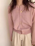 派吉鯊針織開衫女春秋季浣熊絨感短款毛衣外套小個子上衣 粉紅色 S 80-90 曬單實拍圖