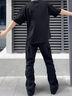 Homlean純棉短袖男夏季潮流印花高街寬松簡(jiǎn)約圓領(lǐng)上衣T恤OM4黑色XL 曬單實(shí)拍圖