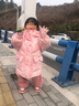 鴨鴨兒童羽絨服女童小女孩女寶寶甜美可愛(ài)加絨加厚童裝外套 粉色 110  曬單實(shí)拍圖