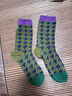 JIOESC2026秋冬新款襪子女千鳥(niǎo)格撞色個(gè)性堆堆襪粗針加厚復古透氣中筒襪 黃色 1雙 曬單實(shí)拍圖