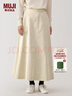 無(wú)印良品（MUJI）女式木棉混燈芯絨寬擺輕便長(cháng)裙長(cháng)半身裙美拉德女裙子秋冬季 象牙色 XL (165/74A) 曬單實(shí)拍圖