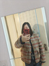 百圖betu女裝冬季新款短外套配套圍巾小香風(fēng)羊毛格紋外套2412T17 磚紅 M 曬單實(shí)拍圖