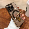 宇竹適用蘋果16手機殼16pro新款15磁吸帶支架14透明iphone13高級感12硅膠防摔保護套16promax全包鏡頭 【沙漠金】金屬磁吸支架*自帶鏡頭膜 iPhone 16pro Max 曬單實拍圖