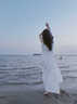 JZDZ海邊度假法式長(cháng)裙女裝春季超長(cháng)到腳踝長(cháng)款裙子v領(lǐng)白色吊帶連衣裙 白色 M 【90-110斤】 曬單實(shí)拍圖