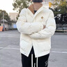 安初夏冬季短款羽絨服男立領(lǐng)流行保暖休閑外套青春潮流韓版修身衣服男裝 米白色 XL 建議115-130斤 曬單實(shí)拍圖