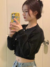 蜜樂奇黑色毛衣外套女2025新款小個子香風(fēng)入深秋初冬季針織開衫上衣 黑色 【感/設(shè)計感/韓系/氣質(zhì)/獨 S 75-90斤 曬單實拍圖
