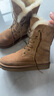 AU&MU澳洲冬季女靴皮毛一體雪地靴女士羊毛保暖馬丁靴防滑加絨大碼棉鞋 栗色 【羊皮毛一體】7720 37 U6 曬單實(shí)拍圖