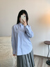 ELAND【97%棉】衣戀襯衫女百搭休閑舒適豎條紋通勤上衣25春季新款 淺藍(lán)色(51)L/Blue S 曬單實拍圖