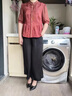 意枕上新中式香云紗女上衣夏2025早春立領(lǐng)洋氣減齡媽媽桑蠶絲真絲襯衫 緋紅上衣 XL 建議105-120斤 曬單實(shí)拍圖