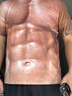 管晨腹肌衣服創(chuàng  )意搞笑肌肉3d仿真潮男短袖T恤3D立體個(gè)性假胸衫 小豆色 發(fā)光肌肉短袖 XL 75-80kg 曬單實(shí)拍圖
