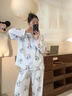 繆黛ins卡通唐老鴨睡衣女春秋季新款高級感長(cháng)袖長(cháng)褲可愛(ài)少女風(fēng)家居服 藍色 L (165) 曬單實(shí)拍圖