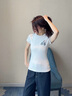 Teenie Weenie【抑菌】小熊短袖T恤女2025年夏季新款活力清新純色刺繡圓領T恤女 象牙白 XS 曬單實拍圖