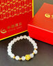 中國黃金（CHINA GOLD）黃金蓮花貓眼石手串女款足金串珠手鏈情人節(jié)節(jié)日禮物送女友老婆 蓮花手鏈 約0.42g【國金禮盒】 曬單實拍圖