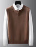 羅蒙（ROMON）毛衣背心男春秋季純色v領(lǐng)輕商務(wù)休閑百搭無(wú)袖外搭保暖針織衫馬甲 咖啡 XL 136-150斤 曬單實(shí)拍圖