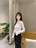 Calvin KleinJeans25早春女士ck萊賽爾微彈方領(lǐng)刺繡辣妹短款長袖T恤J225097 YAF-月光白 XS 曬單實拍圖