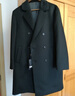 卓凡尼·華倫天奴（GIOVANNI VALENTINO）100%羊毛中長(cháng)款毛呢大衣外套商務(wù)休閑男裝雙排扣西裝領(lǐng)上衣黑色2X 曬單實(shí)拍圖
