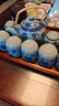 唐幺 復(fù)古大茶壺提梁壺套組一壺六杯單壺家用大號(hào)陶瓷茶杯涼茶壺大容量 7頭提梁壺-藍(lán)牡丹 曬單實(shí)拍圖
