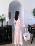 布伊特粉色旗袍秋冬季長(cháng)袖加絨改良年輕款少女新中式奧黛國風(fēng)連衣裙長(cháng)裙 粉色 嫦娥仙子 M 曬單實(shí)拍圖