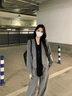 憶思減氣質(zhì)時(shí)尚套裝女2025春季新款V領(lǐng)毛呢外套休閑直筒闊腿褲兩件套潮 琺瑯灰 M 【建議115-128斤】 曬單實(shí)拍圖