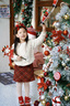 愛邁尼 AMENCL女童毛呢半身裙秋冬季兒童圣誕紅色格子短裙大童女孩新年a字裙子 4536紅色短裙 140cm 曬單實拍圖