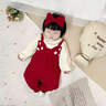 優(yōu)奇女寶寶連體衣服春秋季新款嬰兒衣服公主哈衣紅色滿(mǎn)月百天周歲禮服 紅色連體衣+發(fā)帶+襪子 66cm 曬單實(shí)拍圖
