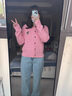 Teenie Weenie小熊針織開衫女2025年春季新款復(fù)古絞花多巴胺針織毛衣外套空調(diào)衫 淺粉色 M 曬單實拍圖