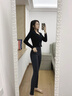 VEOX男女同款牛仔褲女九分春夏深藍(lán)色中腰緊身小腳顯瘦彈力百搭鉛筆褲 煙灰色九分[男女同款] 26 _建議80-88斤 曬單實(shí)拍圖