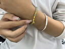中國黃金（CHINA GOLD）黃金節節高升手鏈女款竹節和田玉珠手串七夕情人節生日禮物送女友 竹節和田玉手鏈 約0.46g 曬單實(shí)拍圖