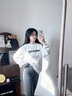 德絨打底褲雙面磨砂秋褲舒適保暖棉褲女可外穿高腰九分褲加絨棉褲 深灰色-(羊羔絨加厚)高腰繡字 M小碼【適合80-105斤】 曬單實(shí)拍圖