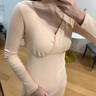 Mom Jane哺乳上衣秋衣打底衫孕婦春夏薄款月子服德絨喂奶免穿文胸保暖內(nèi)搭 橘粉色（單上衣95%新疆棉 秋冬略厚款）可拆罩杯 L【孕期+哺乳】 曬單實(shí)拍圖