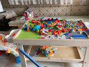 兒童實(shí)木積木桌子多功能大顆粒男女孩寶寶益智拼裝玩具木質(zhì)玩具臺 80中桌+1椅+太空沙+滑道 曬單實(shí)拍圖