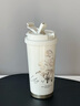 格沵（germ）鈴蘭陶瓷保溫杯雙飲高顏值大容量吸管杯女士杯子車載便攜咖啡水杯 茶白500ML【陶瓷內(nèi)膽】 曬單實(shí)拍圖