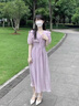 親智哺乳衣外出辣媽套裝夏季大碼哺乳連衣裙夏季外出辣媽款法式氣質(zhì) 紫色 2XL（建議140-155斤） 曬單實(shí)拍圖
