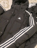 阿迪達(dá)斯 （adidas）男女情侶裝長(zhǎng)款羽絨服新款連帽厚運(yùn)動(dòng)服保暖防風(fēng)外套 黑色長(zhǎng)三條紋/2024新款 XS 曬單實(shí)拍圖
