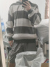 馬登工裝 復古撞色條紋連帽針織衫男春季休閑百搭套頭衛(wèi)衣學院風毛衣 鉛灰條 M 曬單實拍圖