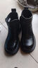 DAPHNE達芙妮短靴女秋冬加絨加厚冬季新款英倫風(fēng)保暖皮靴冬款瘦瘦靴冬 黑色 加絨 跟高6cm 38 (240mm) 曬單實(shí)拍圖