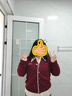 范思藍(lán)恩假兩件撞色V領(lǐng)字母提花毛針織衫女冬裝安克拉紅寬松毛衣 安哥拉紅 XL 曬單實(shí)拍圖