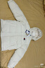 Champion冠軍連帽羽絨服男新款潮牌情侶外套美式復(fù)古保暖 米白色 M  曬單實(shí)拍圖