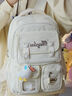 Zinke書(shū)包小學(xué)生女生四到六年級背包韓版高顏值大容量初中生高中雙肩包 白色【帶餅干掛件+1個(gè)星星徽章】 曬單實(shí)拍圖